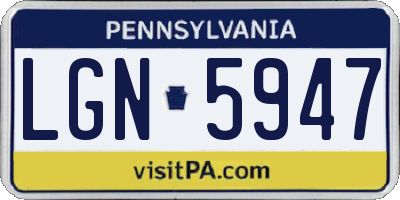 PA license plate LGN5947