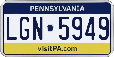 PA license plate LGN5949