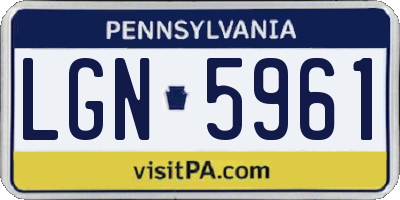 PA license plate LGN5961