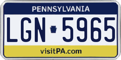 PA license plate LGN5965
