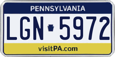 PA license plate LGN5972