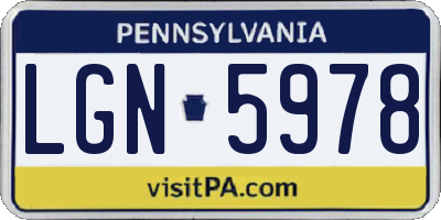 PA license plate LGN5978