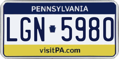 PA license plate LGN5980