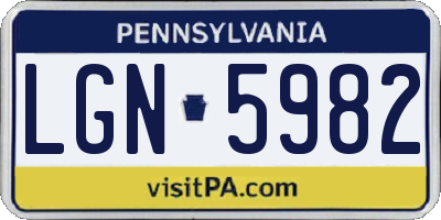 PA license plate LGN5982