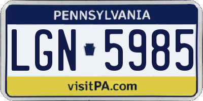 PA license plate LGN5985