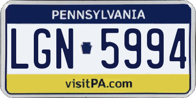 PA license plate LGN5994