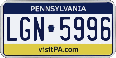 PA license plate LGN5996