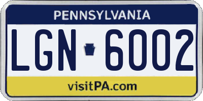PA license plate LGN6002
