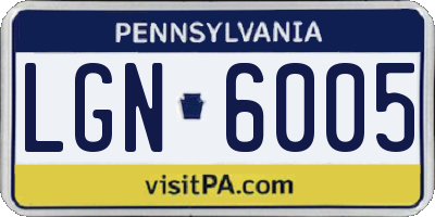 PA license plate LGN6005