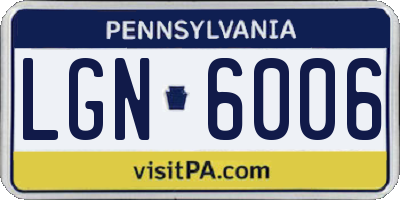 PA license plate LGN6006