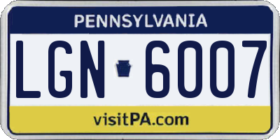 PA license plate LGN6007