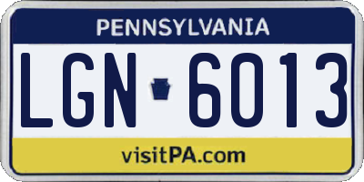 PA license plate LGN6013