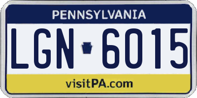 PA license plate LGN6015