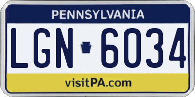PA license plate LGN6034