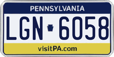 PA license plate LGN6058