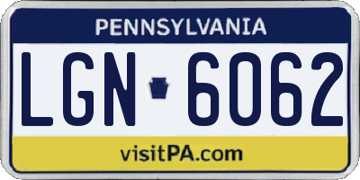 PA license plate LGN6062