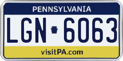 PA license plate LGN6063