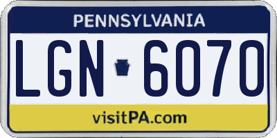 PA license plate LGN6070