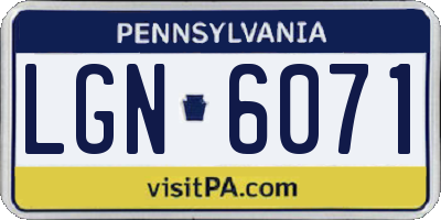 PA license plate LGN6071