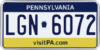 PA license plate LGN6072