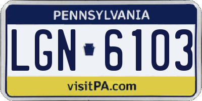 PA license plate LGN6103
