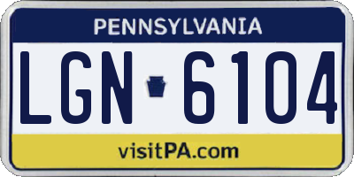 PA license plate LGN6104