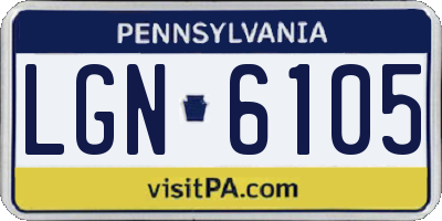 PA license plate LGN6105