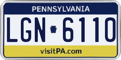 PA license plate LGN6110