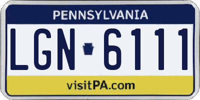 PA license plate LGN6111