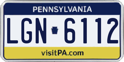 PA license plate LGN6112