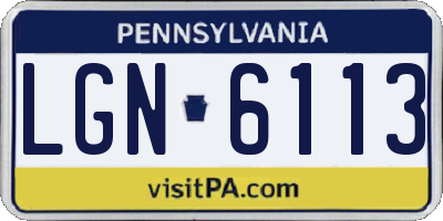 PA license plate LGN6113