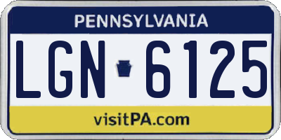 PA license plate LGN6125