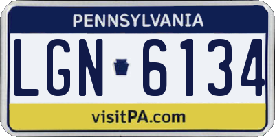 PA license plate LGN6134