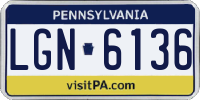 PA license plate LGN6136