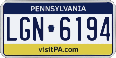 PA license plate LGN6194