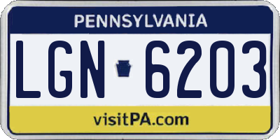 PA license plate LGN6203