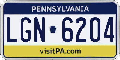 PA license plate LGN6204