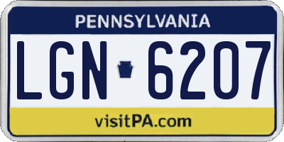 PA license plate LGN6207