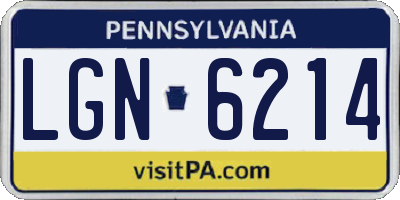PA license plate LGN6214