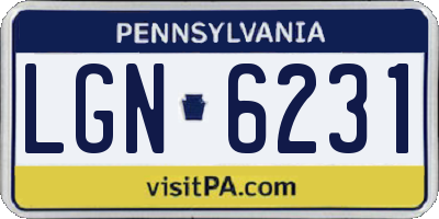 PA license plate LGN6231