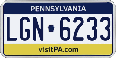 PA license plate LGN6233