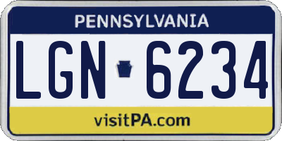 PA license plate LGN6234