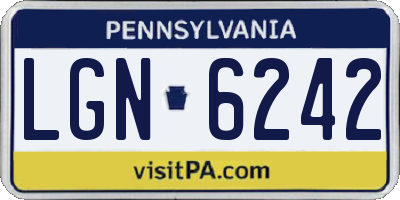 PA license plate LGN6242