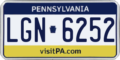 PA license plate LGN6252