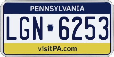 PA license plate LGN6253