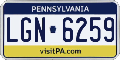 PA license plate LGN6259