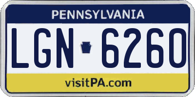 PA license plate LGN6260