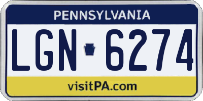 PA license plate LGN6274