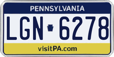 PA license plate LGN6278
