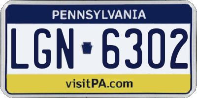 PA license plate LGN6302
